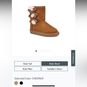 KOOLABURRA
BY UGG, Toddler size 8, Victoria Short Boot, Color: CHESTNUT